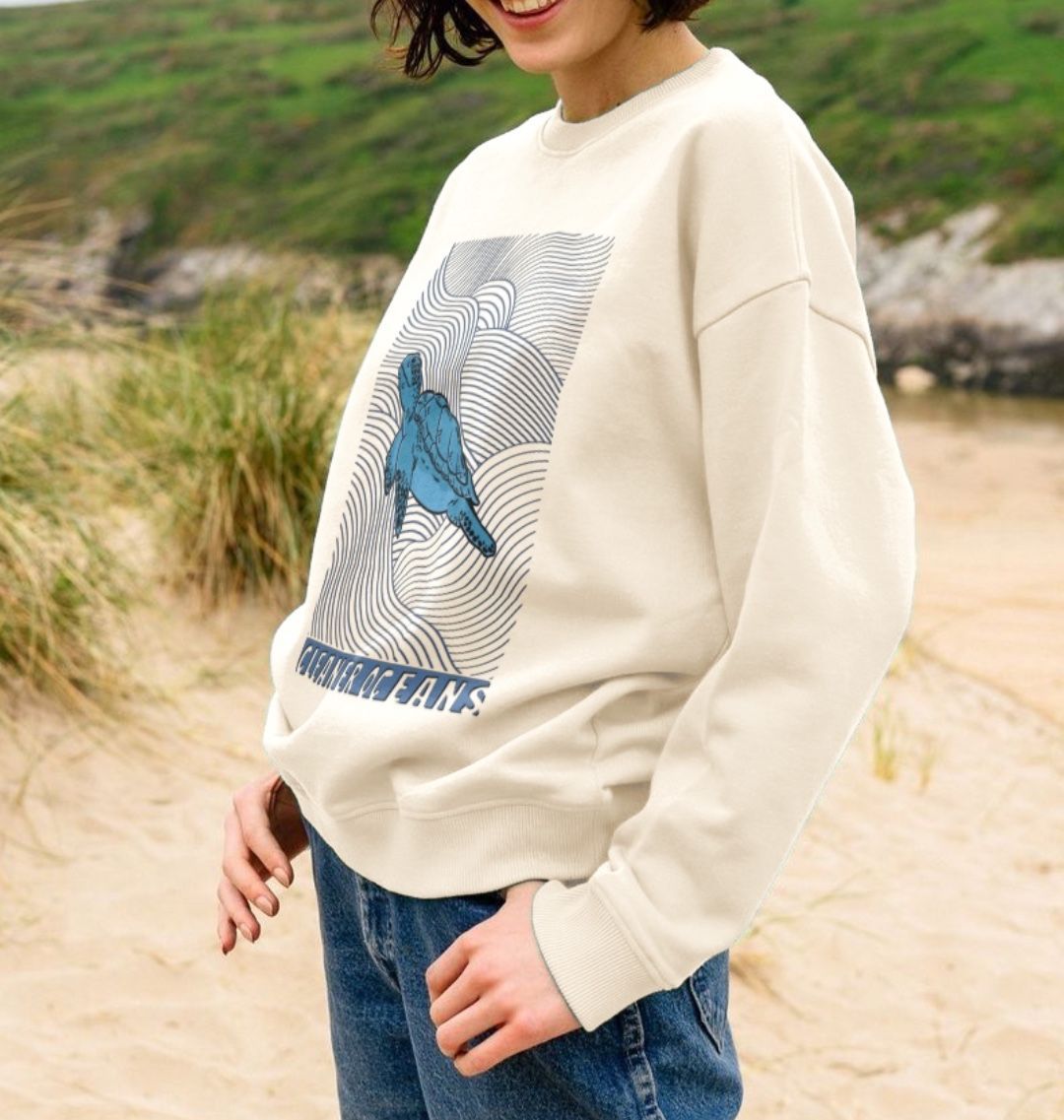 Cleaner Ocean Turtle - Women's Sweater - Primavera Marketplace - Primavera Marketplace - 68933250