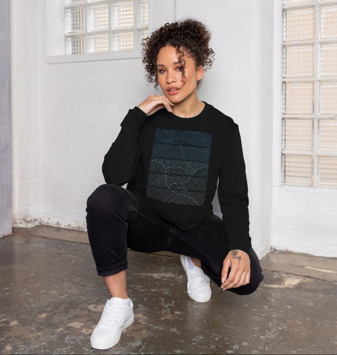 Waves - Women’s Boxy Sweater - Primavera Marketplace - Primavera Marketplace - 79628248